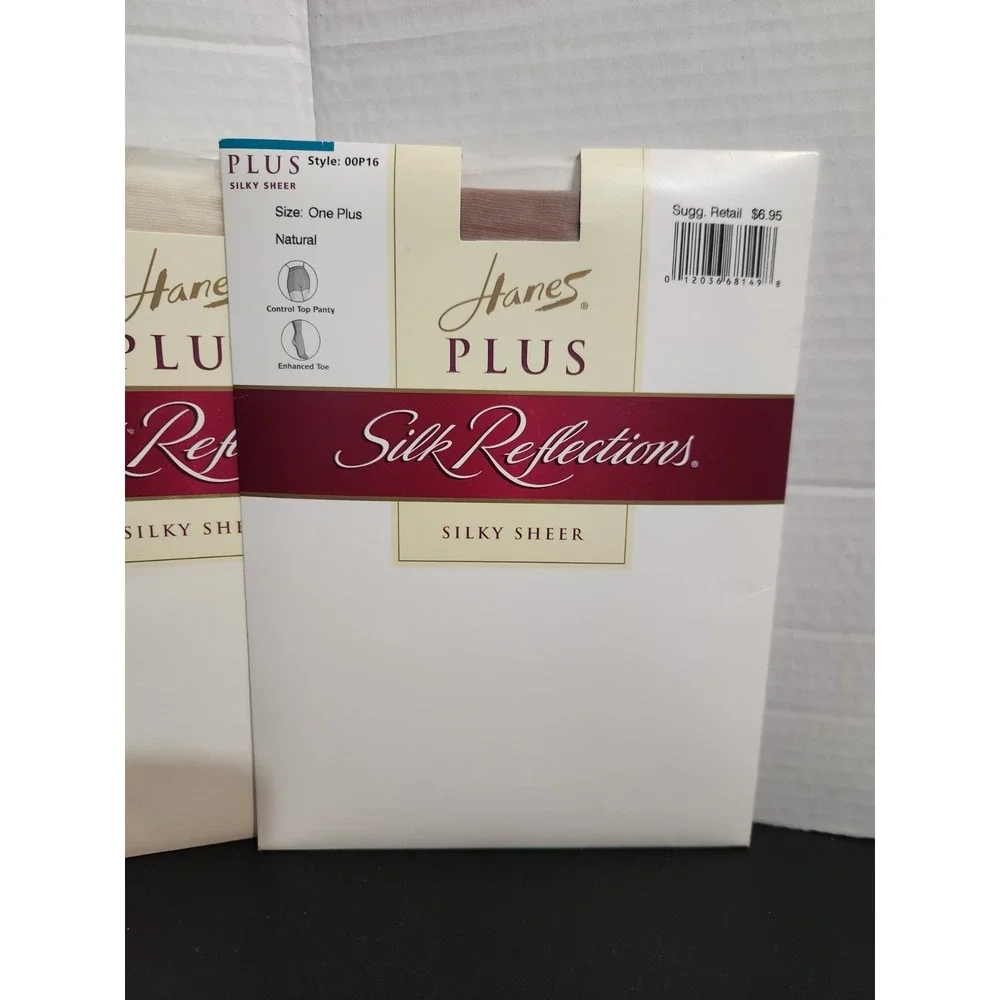 3 Pr Hanes One Plus Silk Reflections Silky Control Pantyhose Natural Black Pearl